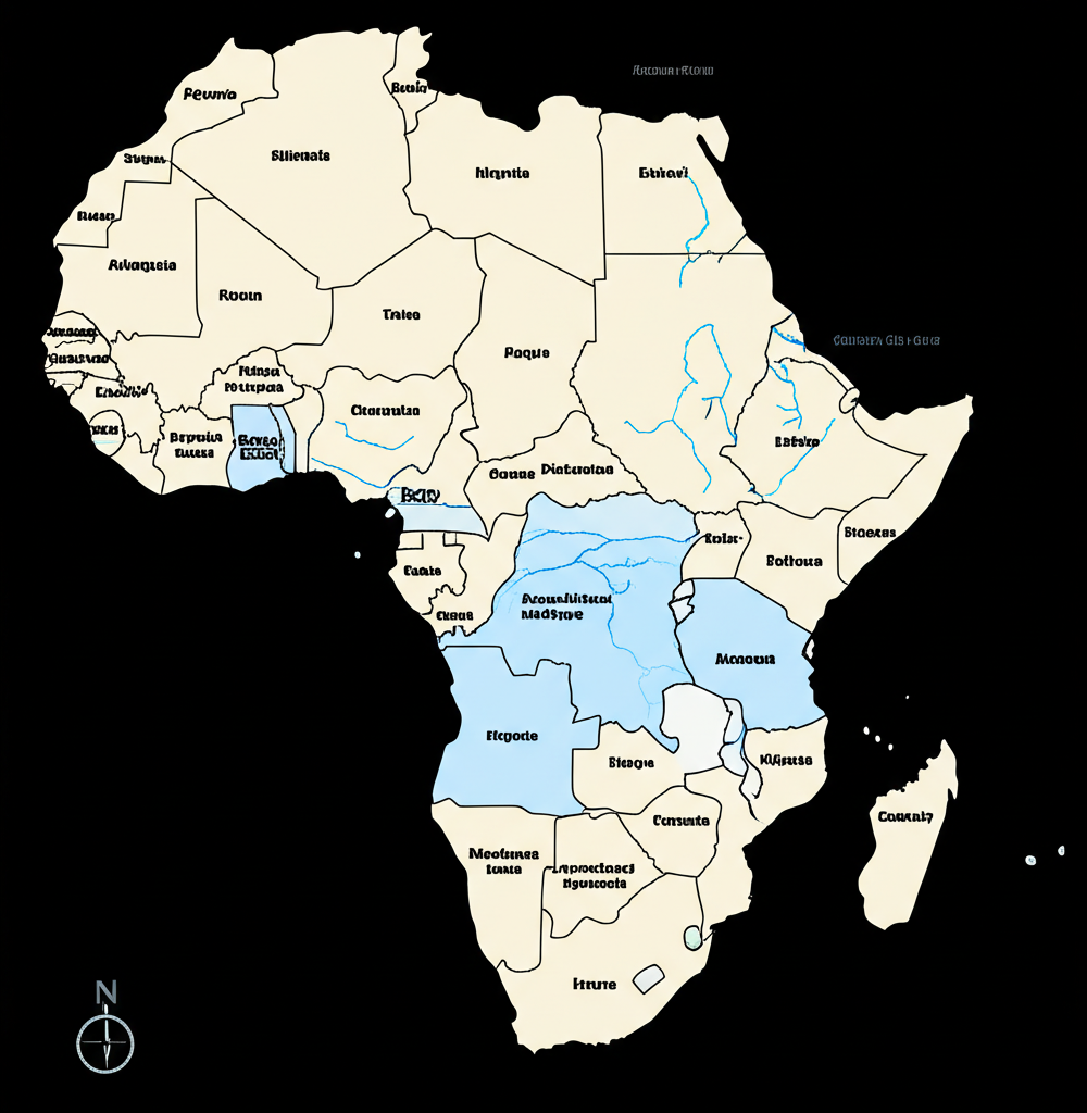 Map of Africa with client locations