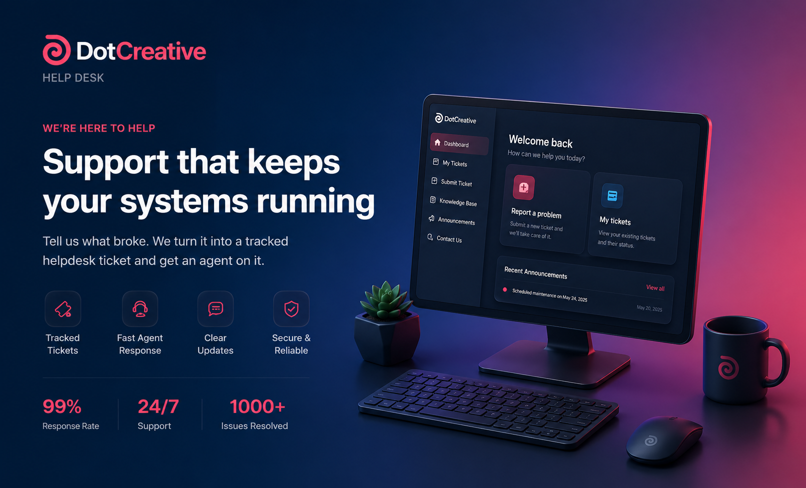 DotCreative Helpdesk portal and support workspace